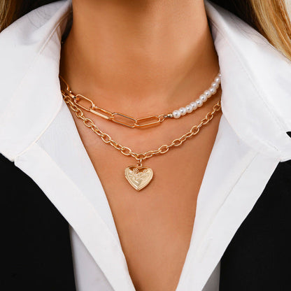 Goth Baroque Pearl Coin Portrait Pendant Necklace for Women Vintage Multi Layer Link Chain Necklace Punk Aesthetic Jewelry 2025
